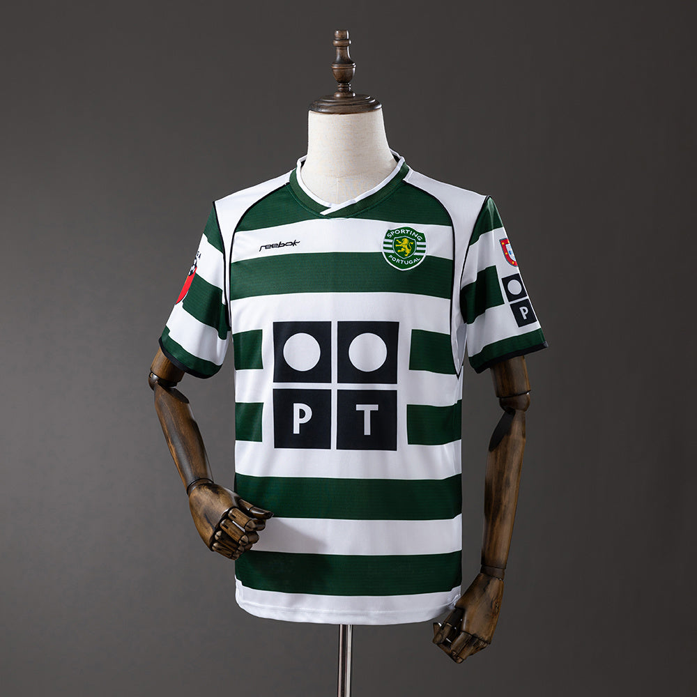 Camiseta retro Sporting de Lisboa 2001/02 primera equipación verde Ronaldo debut – Cortita y al Pie