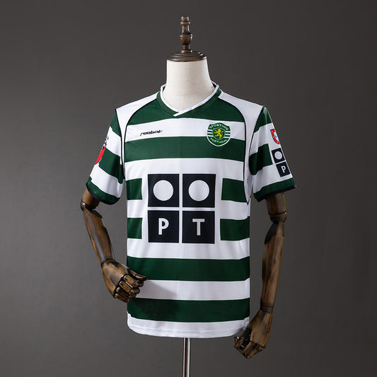 Camiseta retro Sporting de Lisboa 2001/02 primera equipación verde Ronaldo debut – Cortita y al Pie