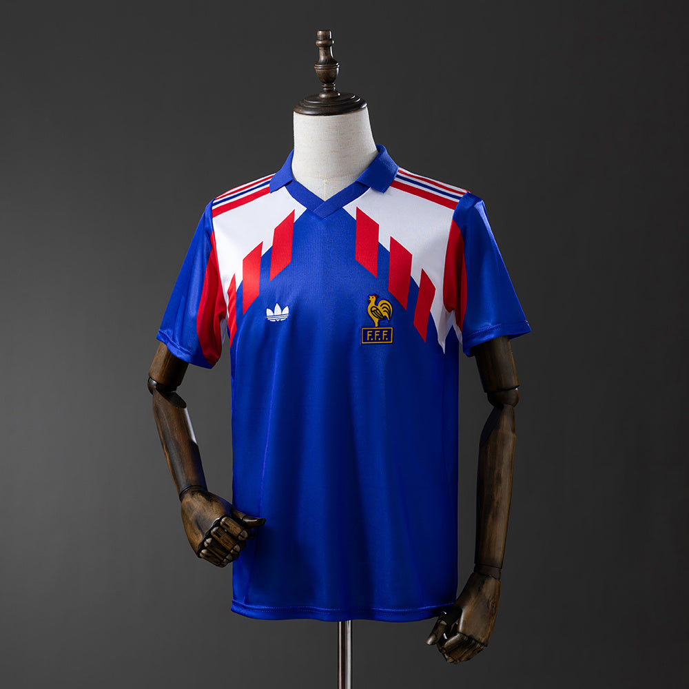 Camiseta retro Francia 1988 primera equipación azul Platini Papin Eurocopa – Cortita y al Pie