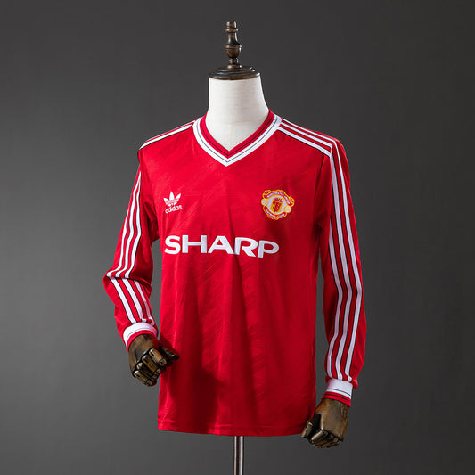 Camiseta retro Manchester United 1986/87 primera equipación manga larga roja Ferguson – Cortita y al Pie