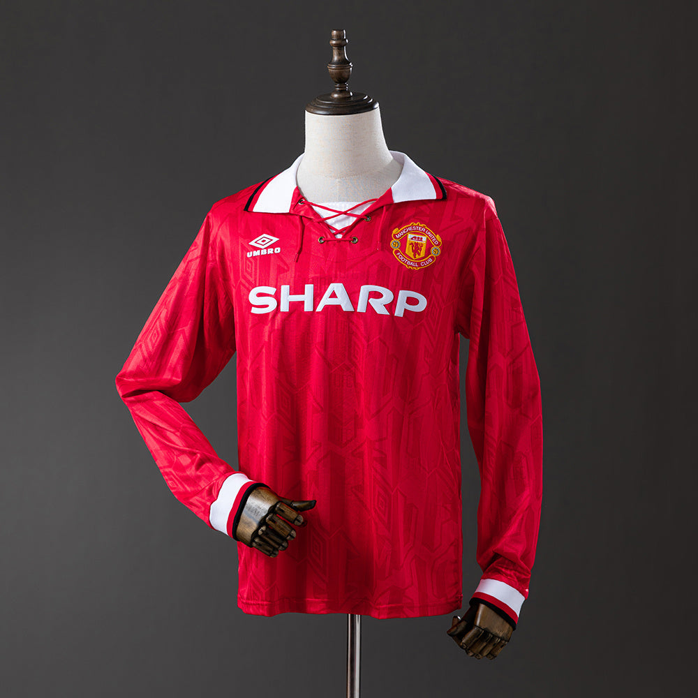 Camiseta retro Manchester United 1992/93 primera equipación manga larga Premier roja – Cortita y al Pie