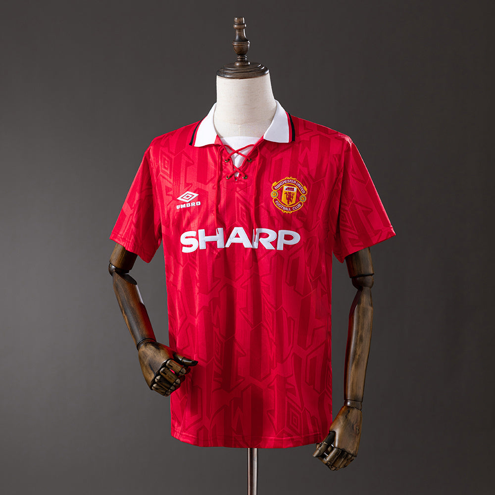 Camiseta retro Manchester United 1992/93 primera equipación roja primer título Premier Ferguson – Cortita y al Pie