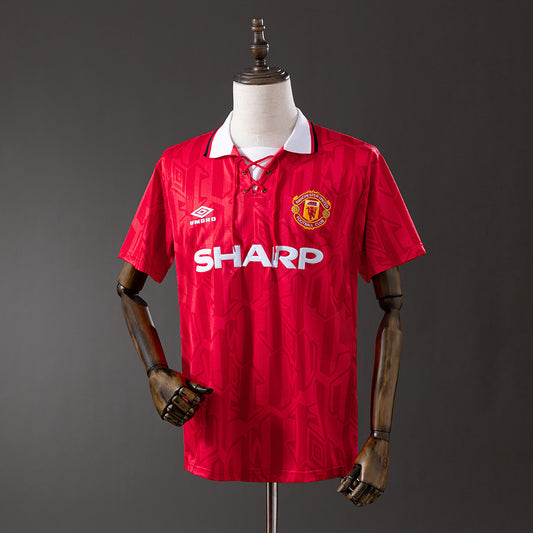 Camiseta retro Manchester United 1992/93 primera equipación roja primer título Premier Ferguson – Cortita y al Pie