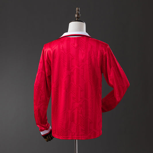 Camiseta retro Manchester United 1992/93 primera equipación manga larga detalle escudo – Cortita y al Pie