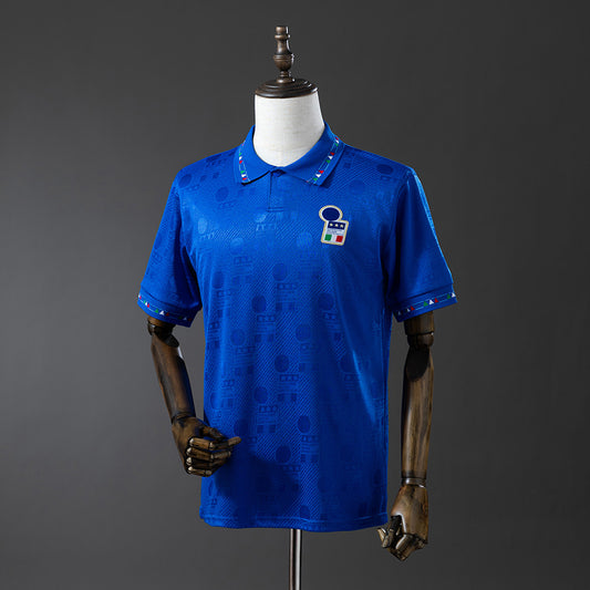 Camiseta retro Italia 1994 primera equipación azul Baggio Maldini USA – Cortita y al Pie