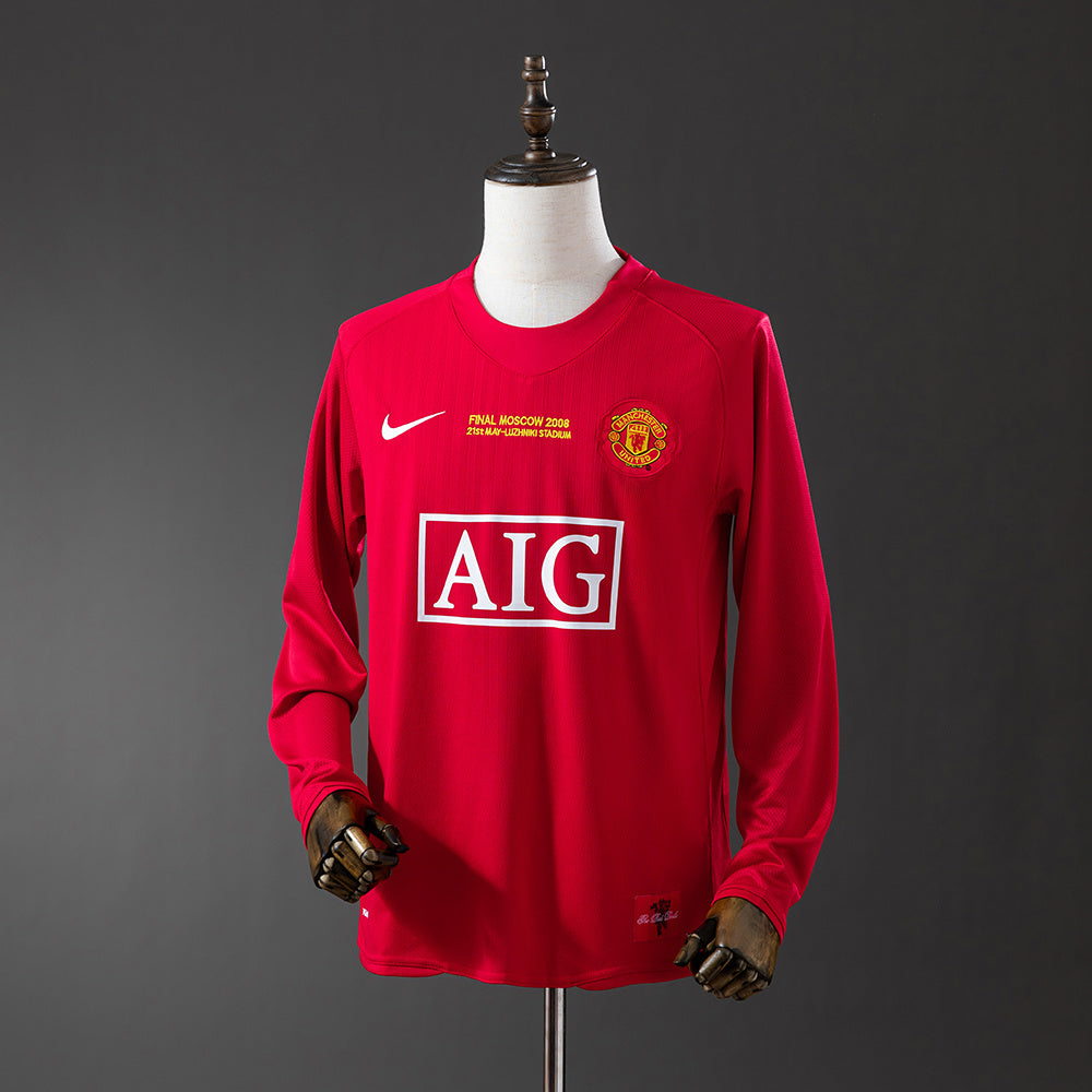 Camiseta retro Manchester United 2007/08 primera equipación manga larga UCL Final Moscú – Cortita y al Pie