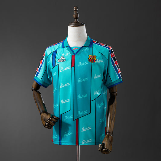 Camiseta retro FC Barcelona 1996/97 segunda equipación naranja Ronaldo LaLiga – Cortita y al Pie