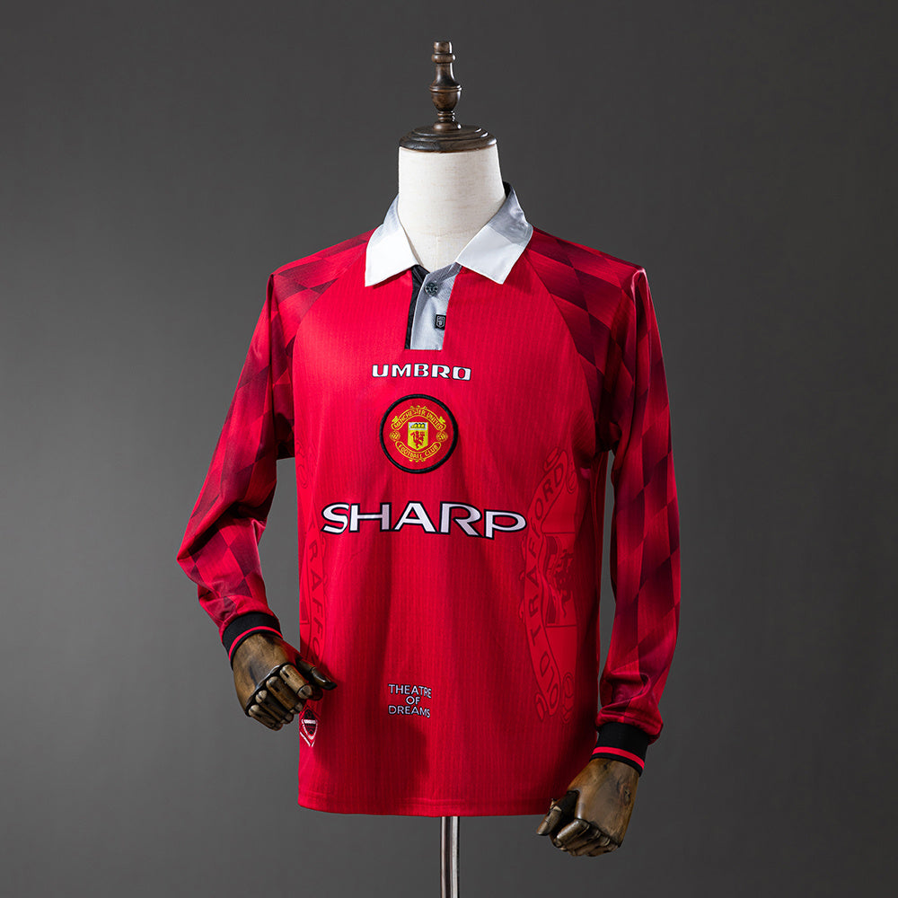Camiseta retro Manchester United 1996/97 primera equipación manga larga Cantona Premier – Cortita y al Pie