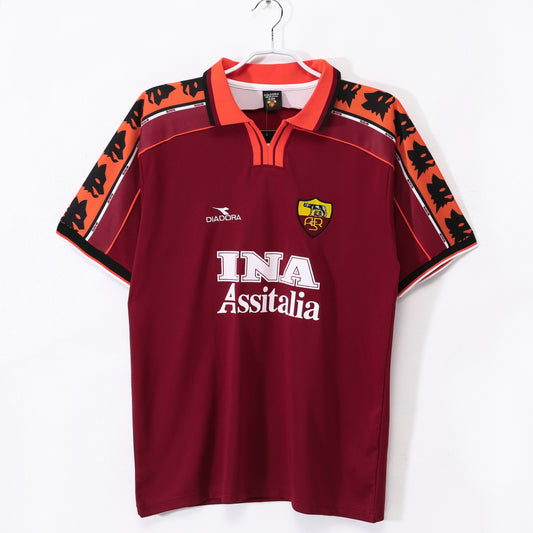 Camiseta retro Roma 1998/99 primera equipación granate Totti Batistuta Serie A – Cortita y al Pie
