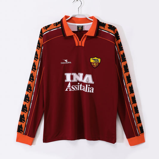 Camiseta retro Roma 1998/99 primera equipación manga larga Totti Batistuta – Cortita y al Pie