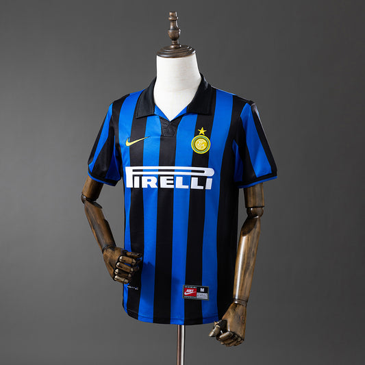 Camiseta retro Inter de Milán 1998/99 primera equipación azul negra Ronaldo Vieri – Cortita y al Pie