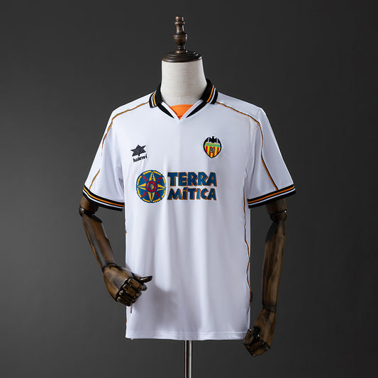 Camiseta retro Valencia CF 1999/00 primera equipación blanca Claudio López UCL Final – Cortita y al Pie