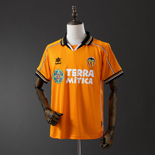 Camiseta retro Valencia CF 1999/00 segunda equipación naranja UCL Final – Cortita y al Pie