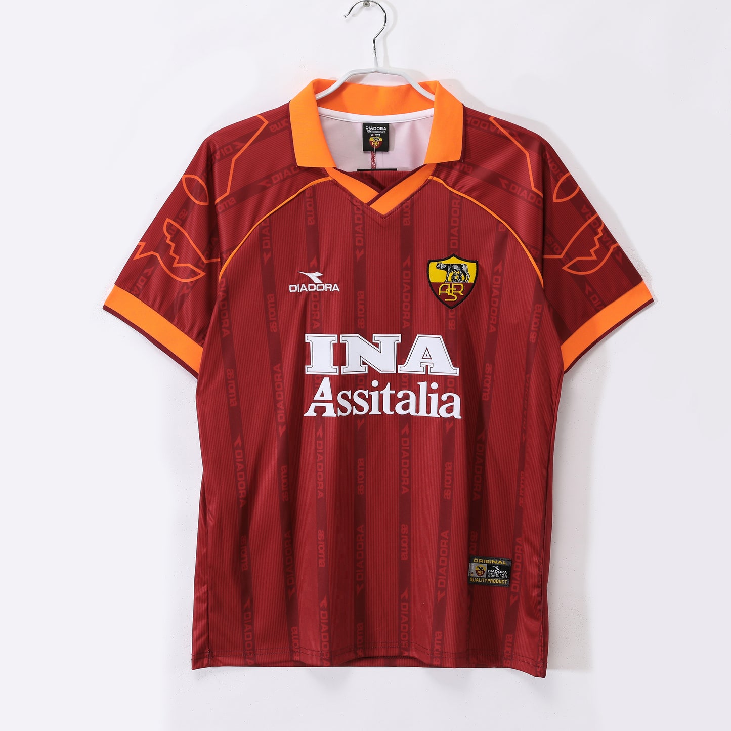 Camiseta retro Roma 1999/00 primera equipación granate Totti Delvecchio Scudetto – Cortita y al Pie
