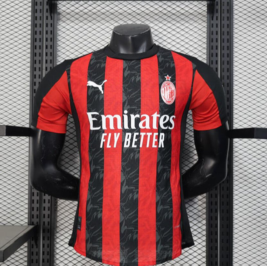 Camiseta AC Milan 2025/26 primera equipación versión jugador roja negra San Siro – Cortita y al Pie