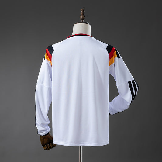 Camiseta Alemania Mundial 2026 primera equipación versión fan manga larga detalle – Cortita y al Pie