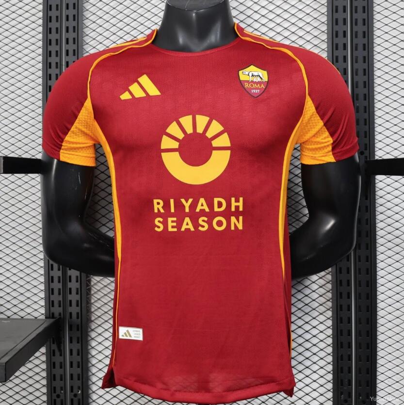 Camiseta Roma 2025/26 primera equipación versión jugador granate Olimpico – Cortita y al Pie