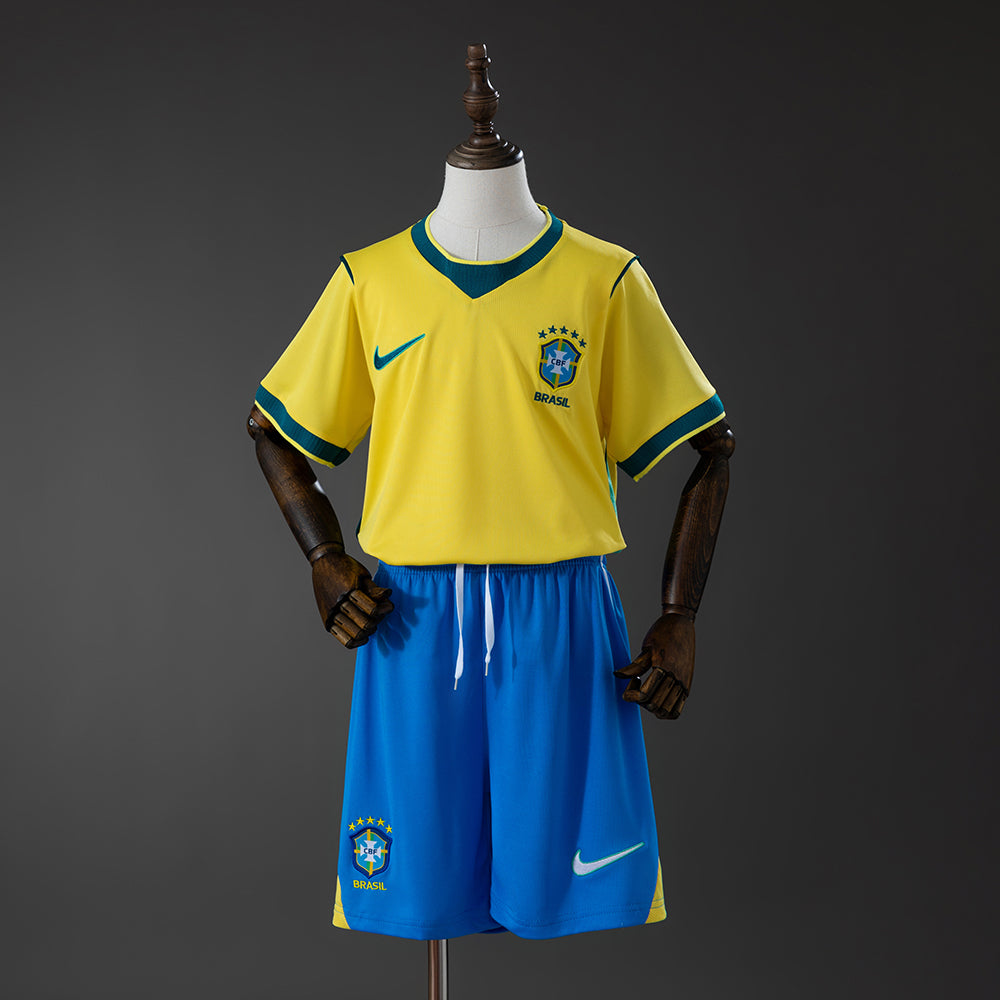 Camiseta Brasil Mundial 2026 primera equipación versión niño amarilla Canarinha – Cortita y al Pie