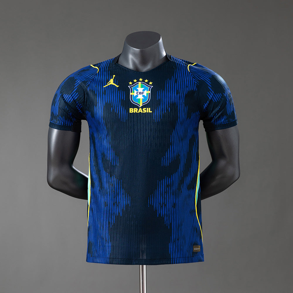 Camiseta Brasil Mundial 2026 segunda equipación versión jugador azul Vinicius – Cortita y al Pie