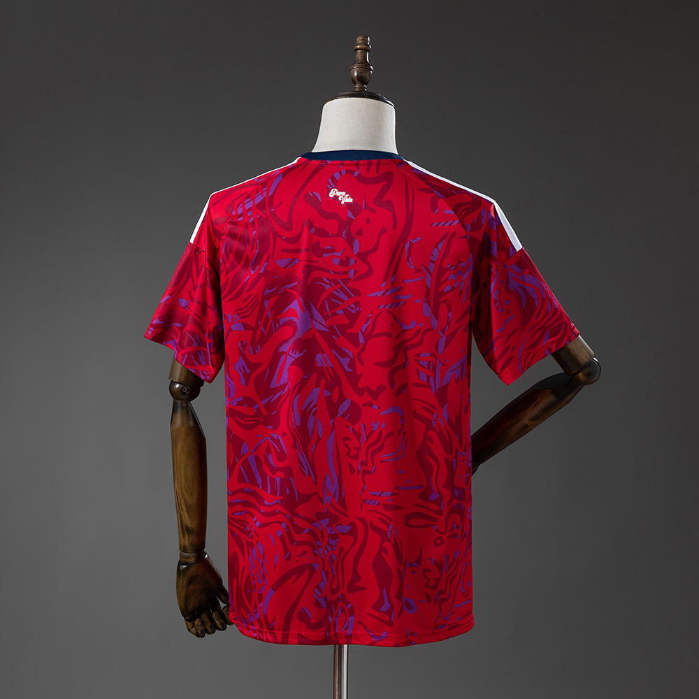 Camiseta Costa Rica Mundial 2026 primera equipación versión fan roja detalle escudo – Cortita y al Pie