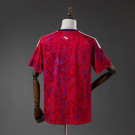 Camiseta Costa Rica Mundial 2026 primera equipación versión fan roja detalle escudo – Cortita y al Pie