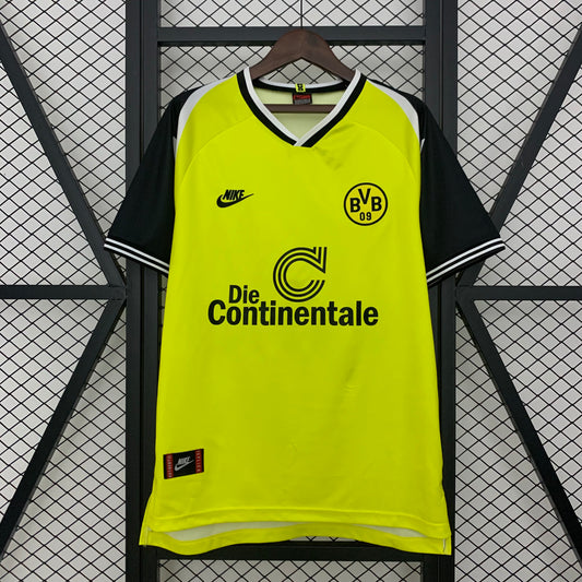 Camiseta retro Borussia Dortmund 1995/96 primera equipación amarilla Möller Sammer Champions – Cortita y al Pie