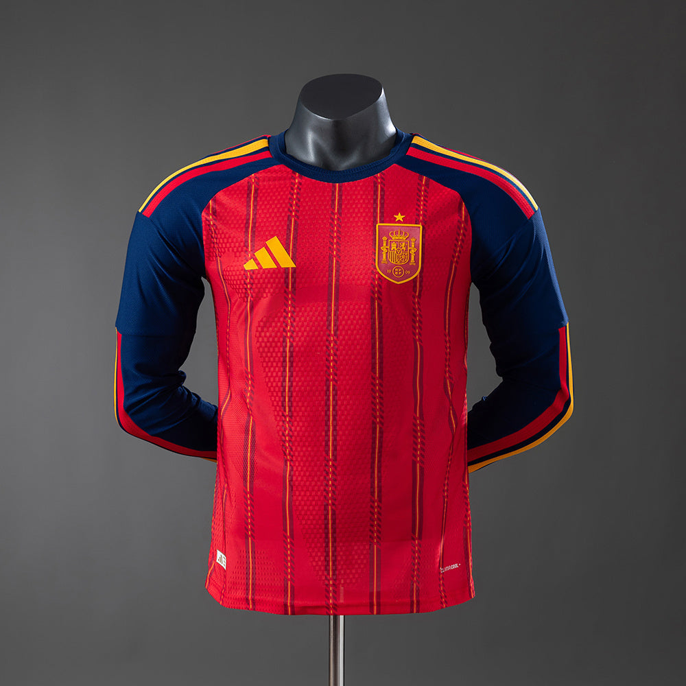 Camiseta España Mundial 2026 primera equipación versión jugador manga larga roja – Cortita y al Pie