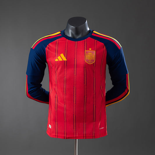 Camiseta España Mundial 2026 primera equipación versión jugador manga larga roja – Cortita y al Pie