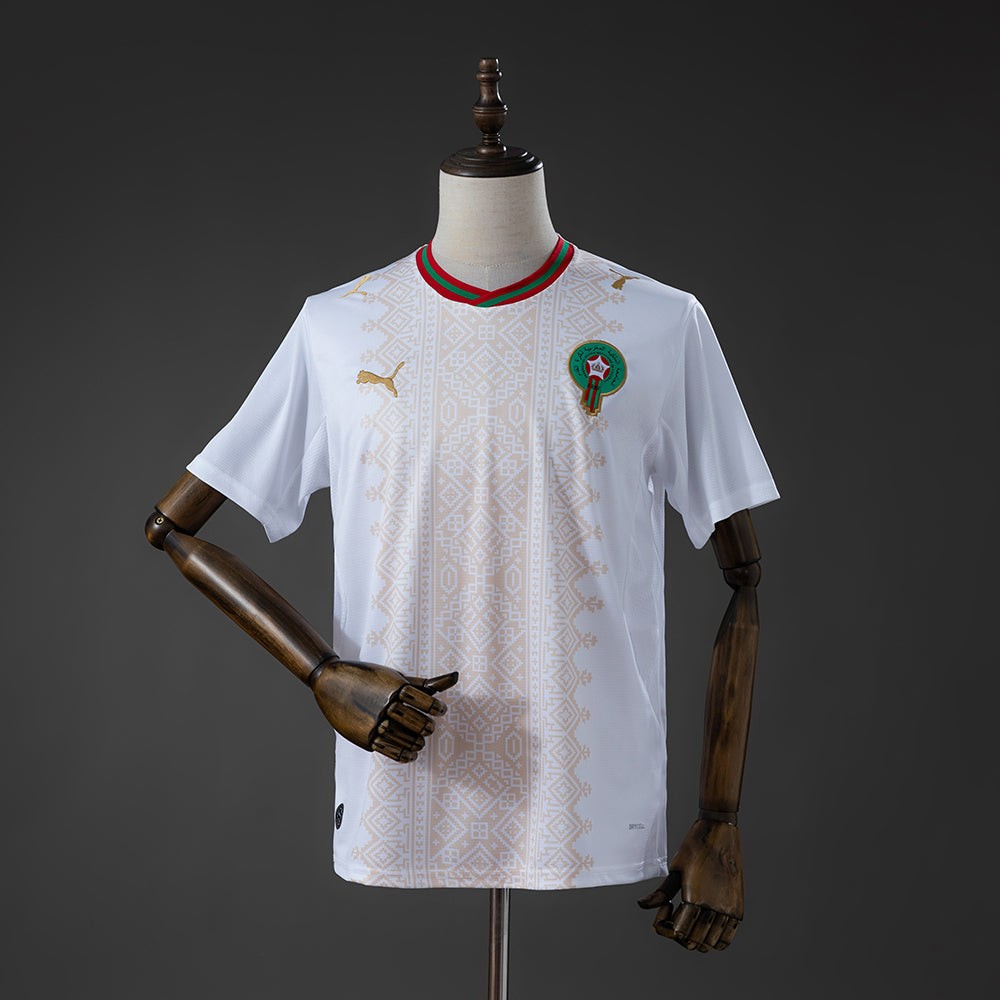 Camiseta Marruecos Mundial 2026 segunda equipación versión fan blanca – Cortita y al Pie