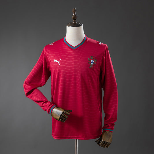 Camiseta Portugal Mundial 2026 primera equipación versión fan manga larga roja – Cortita y al Pie