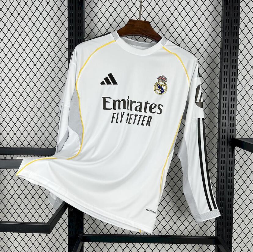 Camiseta Real Madrid 2025/26 primera equipación versión fan manga larga blanca – Cortita y al Pie