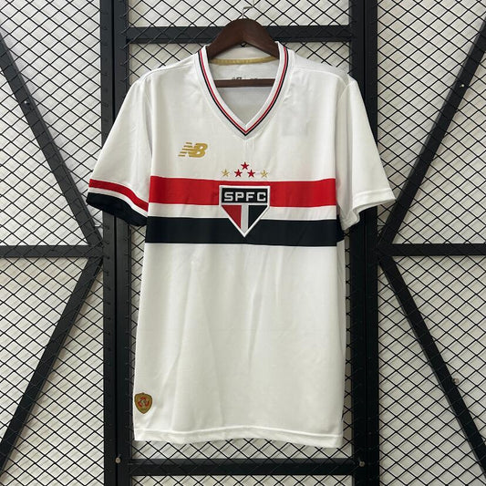 Camiseta São Paulo 2025/26 primera equipación versión fan blanca roja negra Morumbi – Cortita y al Pie