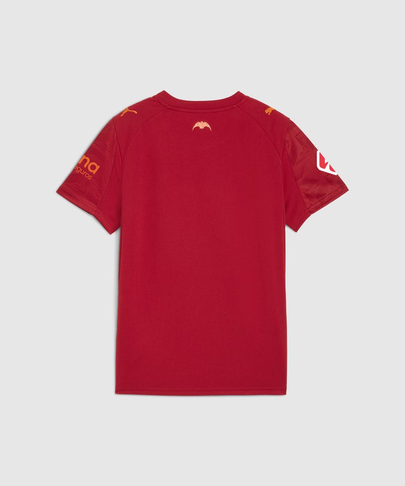 Camiseta Valencia CF 2025/26 segunda equipación versión fan naranja detalle escudo – Cortita y al Pie