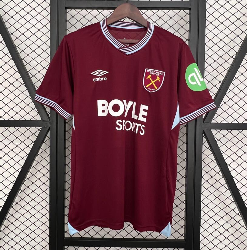 Camiseta West Ham United 2025/26 primera equipación versión fan burdeos azul London Stadium – Cortita y al Pie