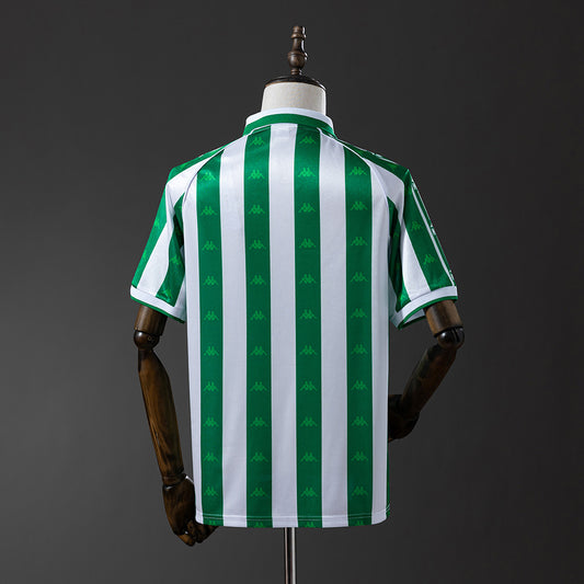 Camiseta retro Real Betis 1995/96 primera equipación detalle escudo histórico – Cortita y al Pie