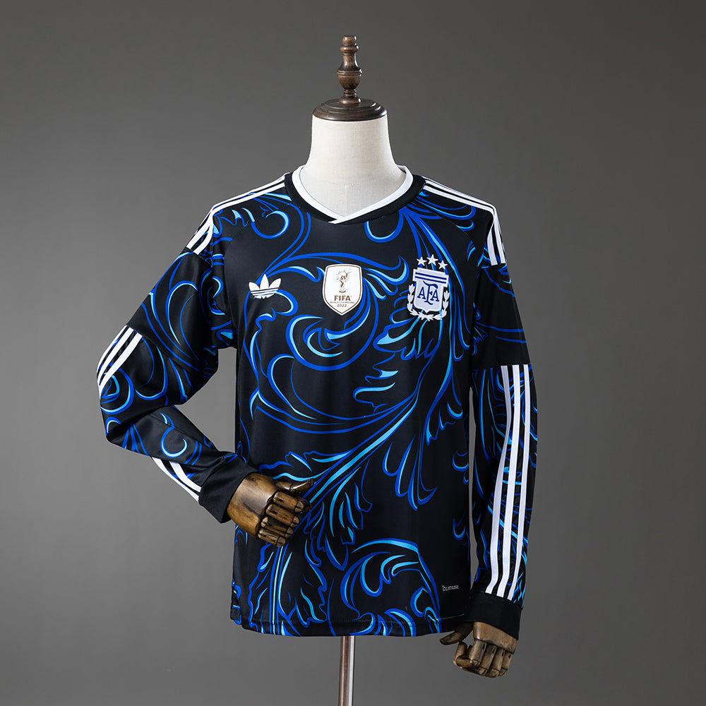 Camiseta Argentina Mundial 2026 segunda equipación versión fan manga larga azul – Cortita y al Pie