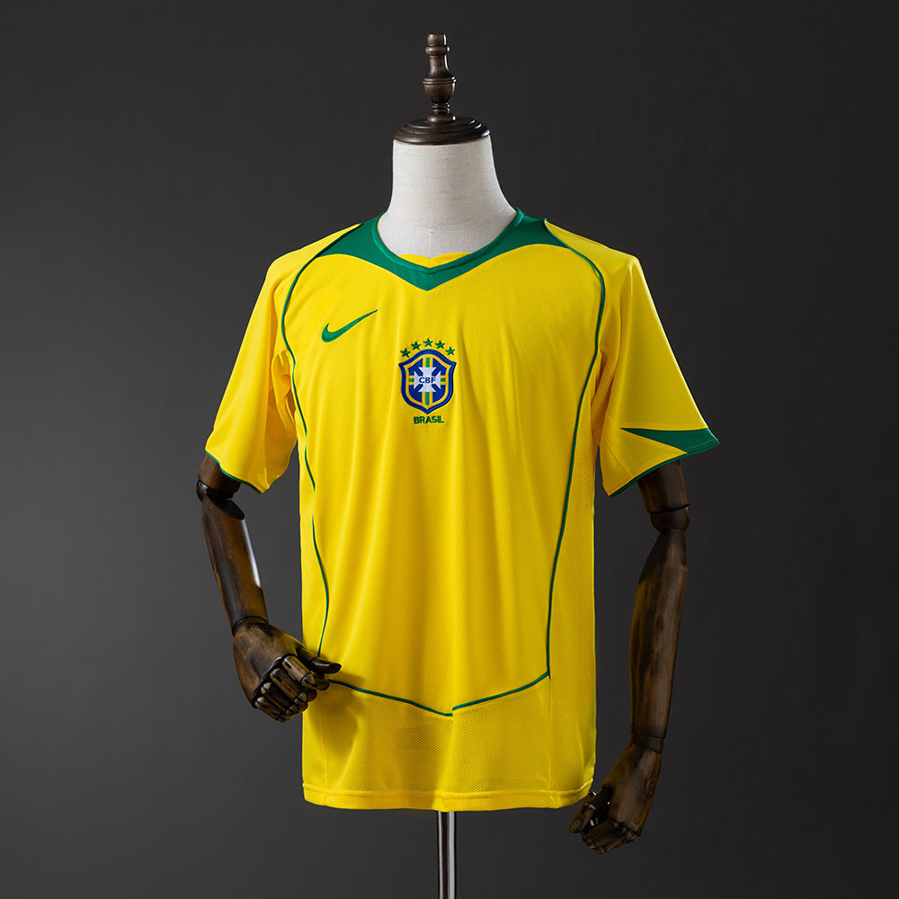 Camiseta retro Brasil 2004 primera equipación canarinha Ronaldinho Adriano – Cortita y al Pie