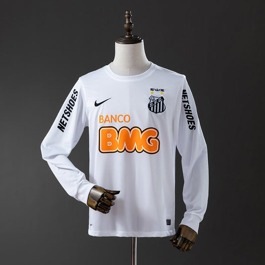 Camiseta retro Santos 2011/12 primera equipación manga larga blanca Neymar Libertadores – Cortita y al Pie