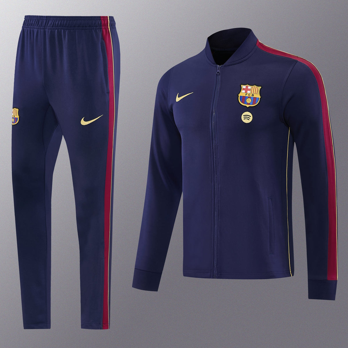 Chándal Barcelona 2026/27 Azul Marino chaqueta y pantalón - vista frontal con escudo del Barça