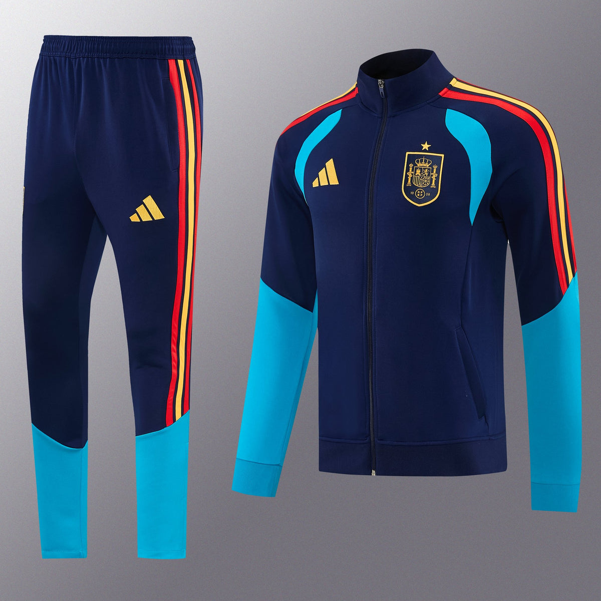 Chándal España 2026/27 Azul Marino chaqueta y pantalón - vista frontal con escudo de España