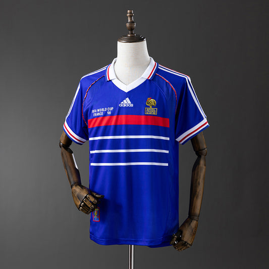 Camiseta retro Francia 1998 primera equipación azul campeón del mundo Zidane – Cortita y al Pie
