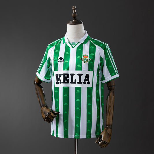 Camiseta retro Real Betis 1996/97 primera equipación verdiblanca – Cortita y al Pie