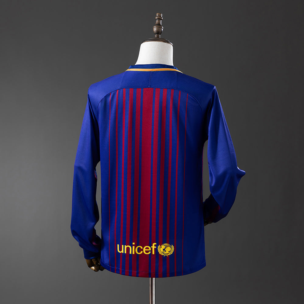 Camiseta retro FC Barcelona 2017/18 primera equipación manga larga detalle escudo – Cortita y al Pie