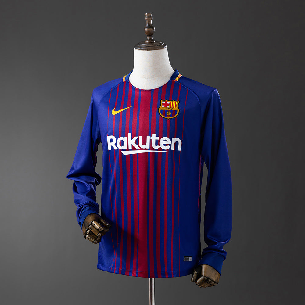 Camiseta retro FC Barcelona 2017/18 primera equipación manga larga Messi Coutinho – Cortita y al Pie