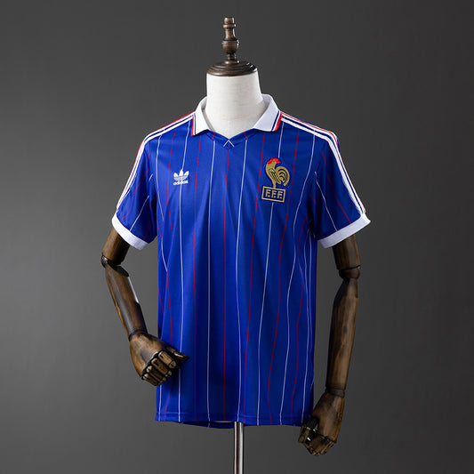 Camiseta retro Francia 1982 primera equipación Mundial España Platini semifinal – Cortita y al Pie