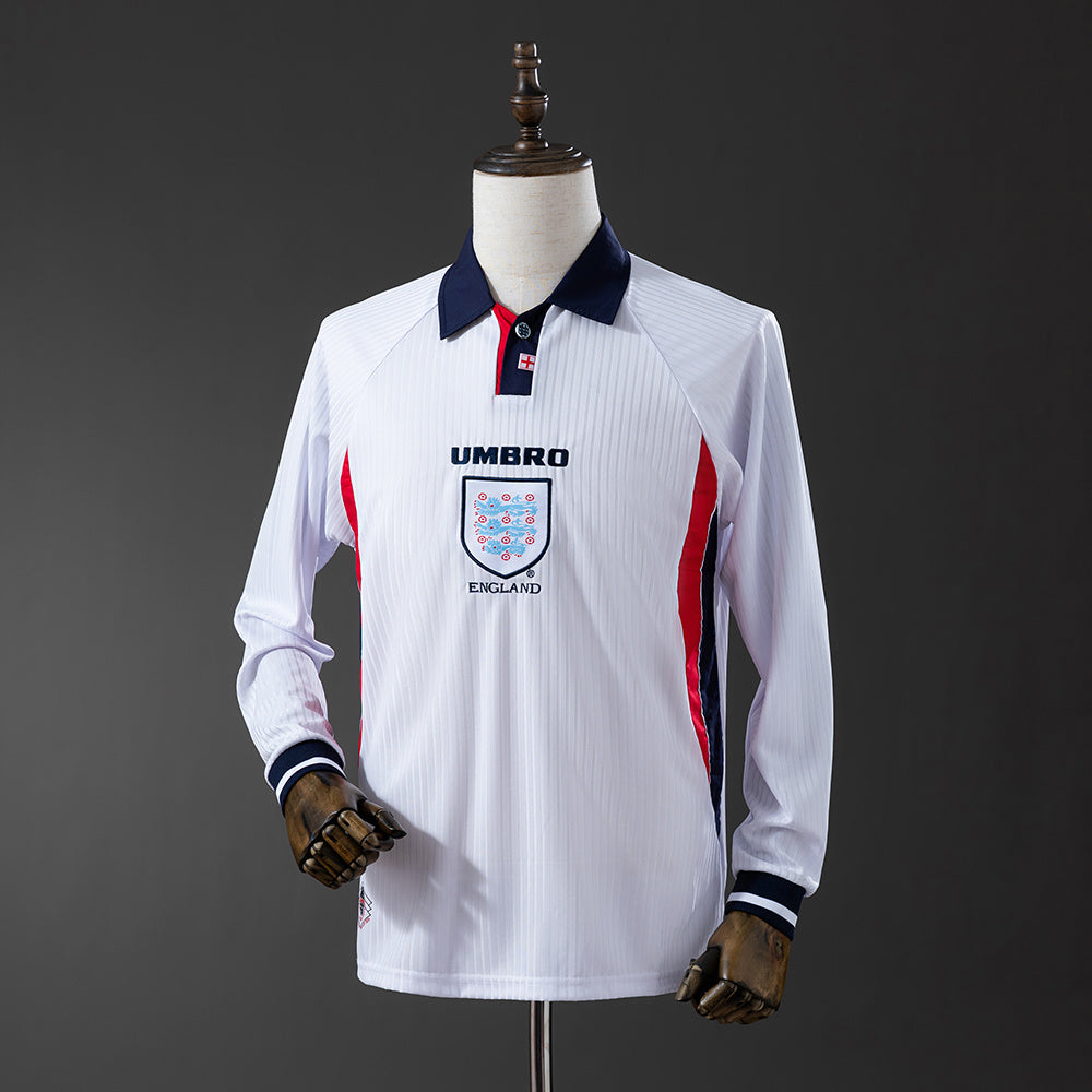 Camiseta retro Inglaterra 1998 primera equipación manga larga Owen Beckham Mundial Francia – Cortita y al Pie