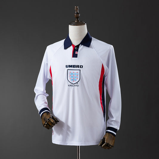 Camiseta retro Inglaterra 1998 primera equipación manga larga Owen Beckham Mundial Francia – Cortita y al Pie
