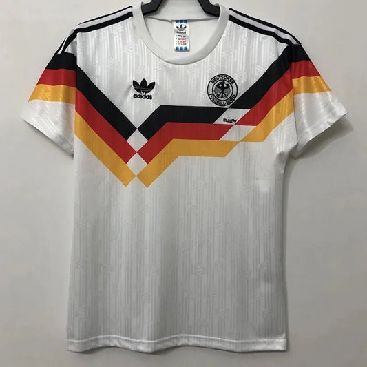 Camiseta retro Alemania 1990 primera equipación blanca campeón del mundo Klinsmann – Cortita y al Pie