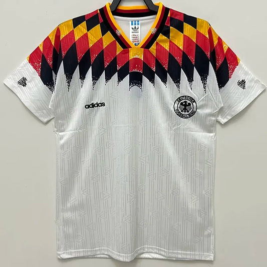 Camiseta retro Alemania 1994 primera equipación blanca Klinsmann Matthäus USA – Cortita y al Pie