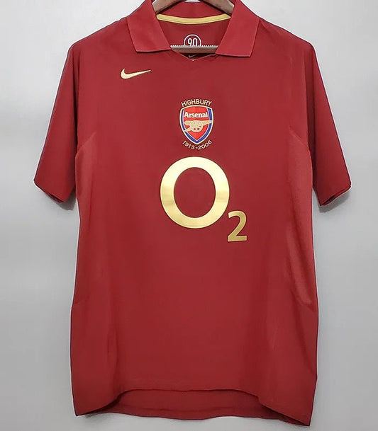 Camiseta retro Arsenal 2005/06 primera equipación roja Henry final UCL París – Cortita y al Pie